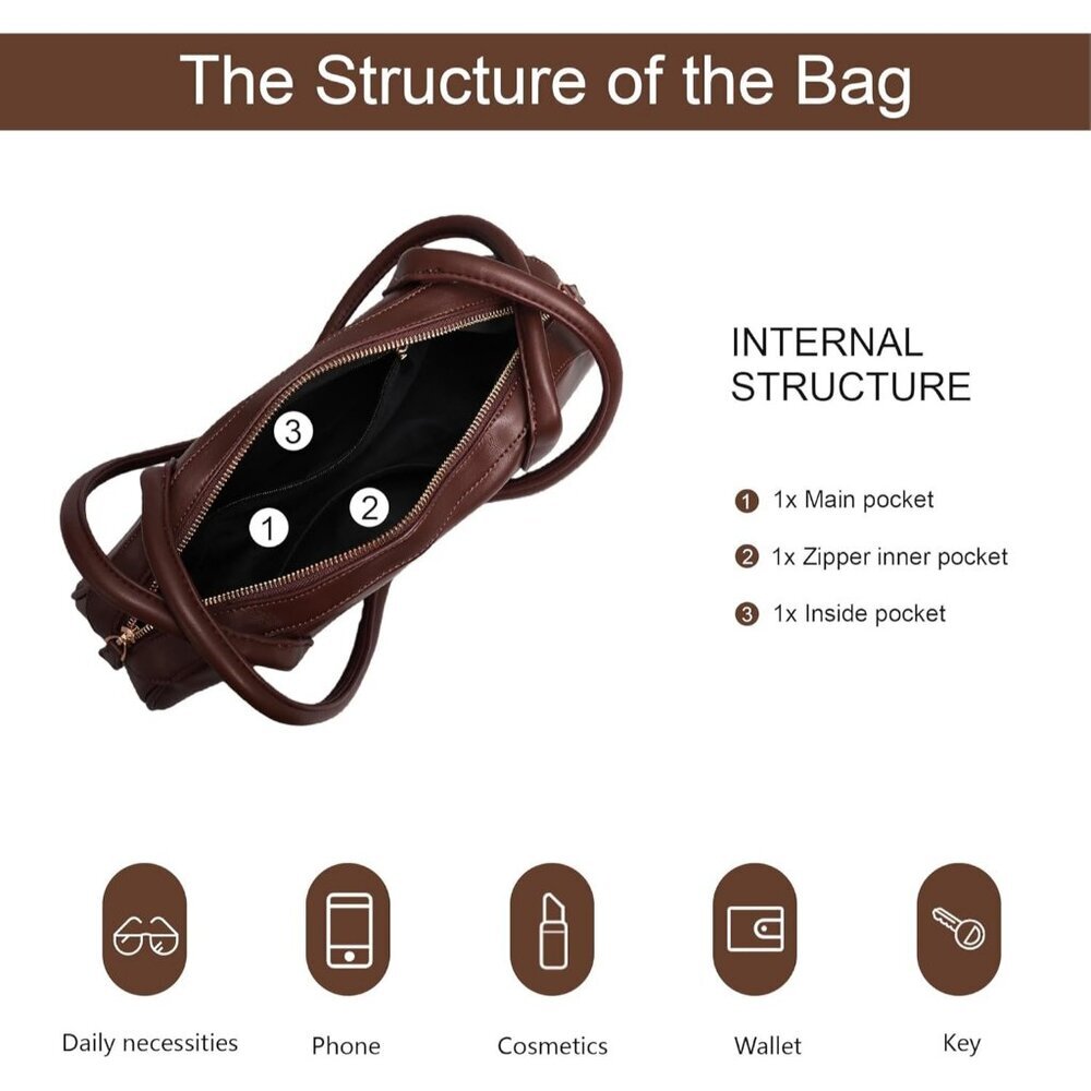 Women Coffee PU Leather Shoulder Purse Elegant Swing Bag for daily use Wor - Picture 6 of 7